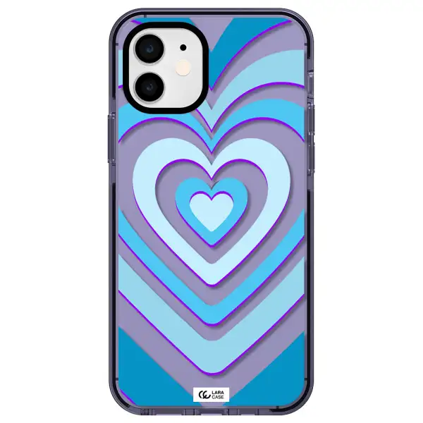 Blue Heart Apple iPhone 12 impact Lilac Case