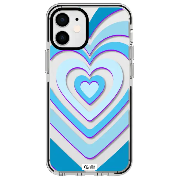 Blue Heart Apple iPhone 12 mini impact black border Case