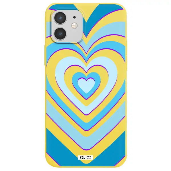 Blue Heart Apple iPhone 12 mini Silicone canary yellow Case