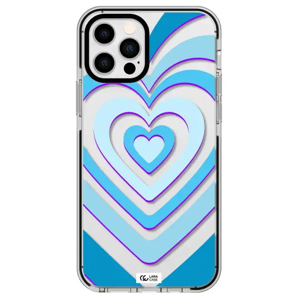Blue Heart Apple iPhone 12 pro impact black border Case