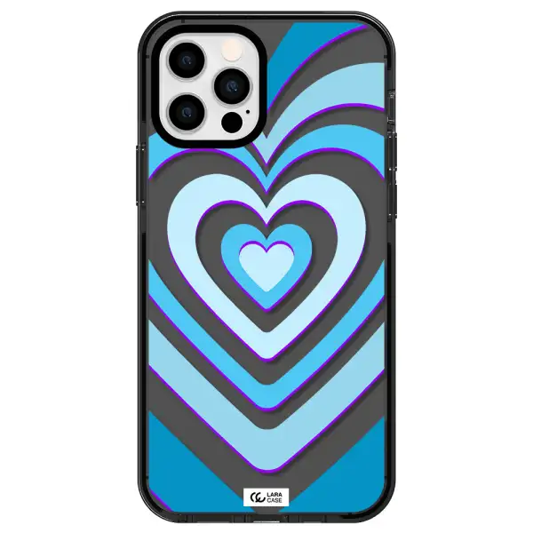 Blue Heart Apple iPhone 12 pro impact Smoke Black Case