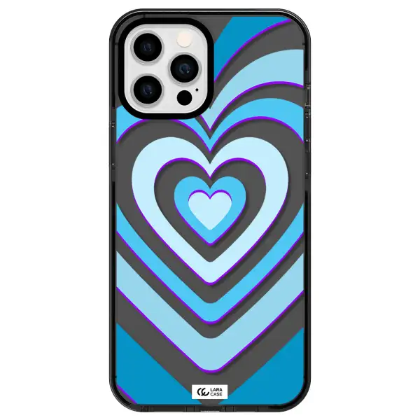 Blue Heart Apple iPhone 12 pro max impact Smoke Black Case