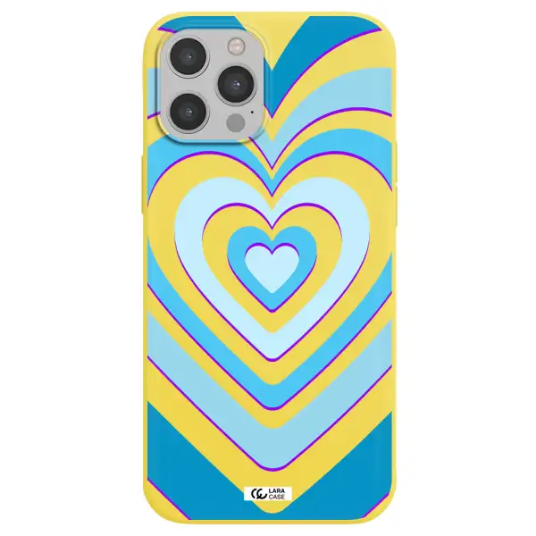 Blue Heart Apple iPhone 12 pro max Silicone canary yellow Case