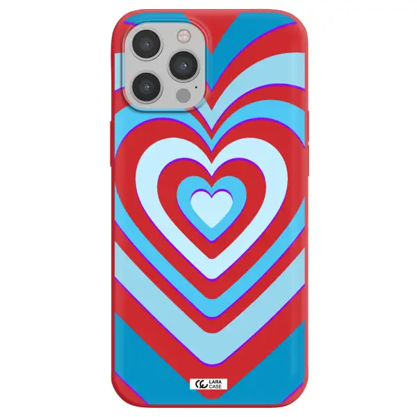 Blue Heart Apple iPhone 12 pro max Silicone Imperial Red Case
