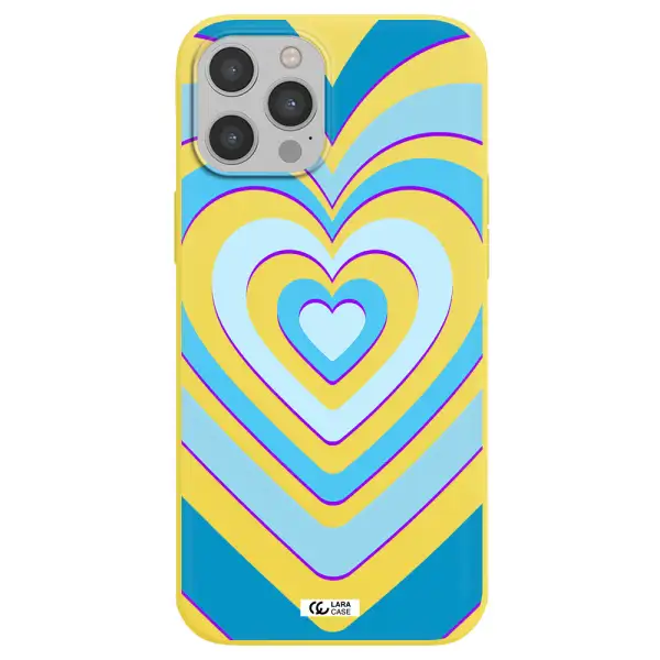 Blue Heart Apple iPhone 12 pro Silicone canary yellow Case