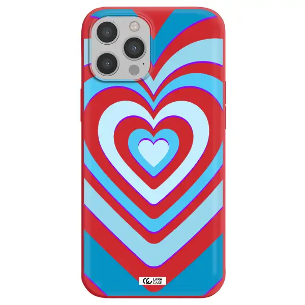Blue Heart Apple iPhone 12 pro Silicone Imperial Red Case