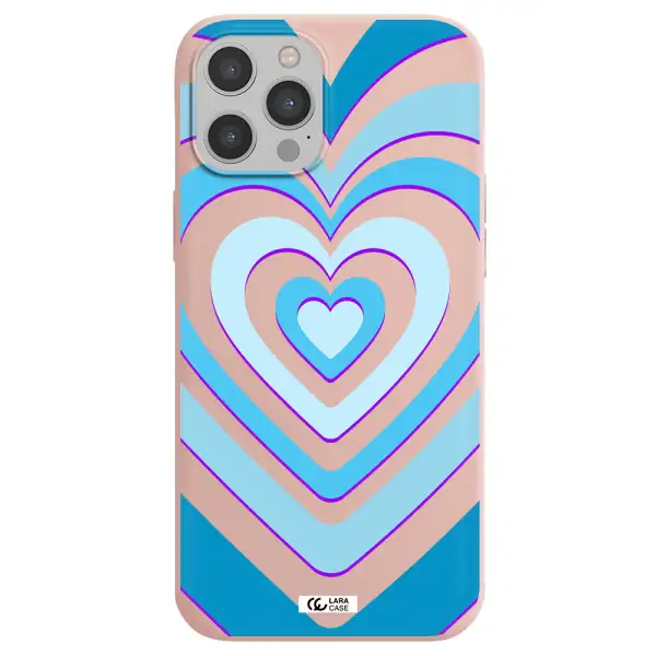 Blue Heart Apple iPhone 12 pro Silicone pastel pink Case