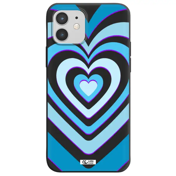 Blue Heart Apple iPhone 12 Silicone black Case