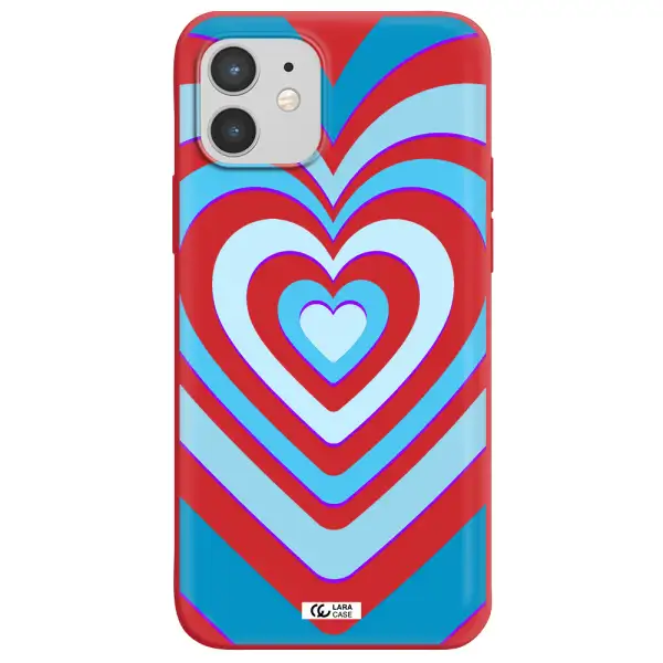 Blue Heart Apple iPhone 12 Silicone Imperial Red Case