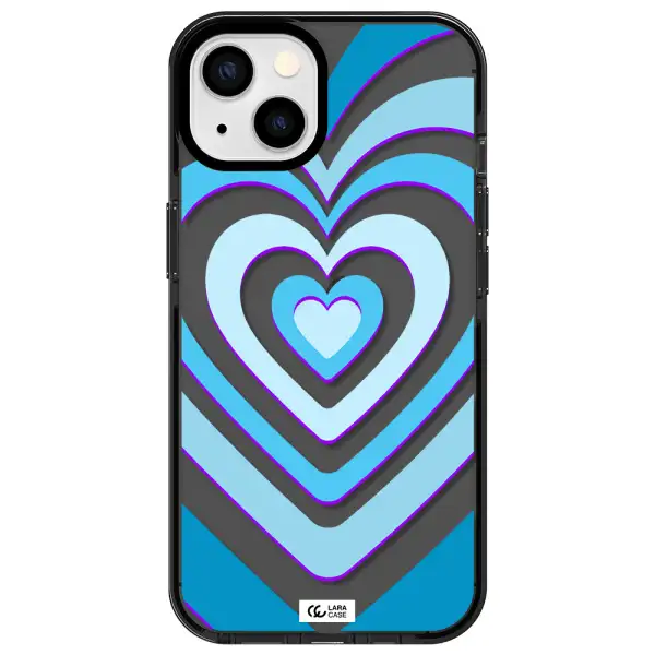 Blue Heart Apple iPhone 13 impact Smoke Black Case