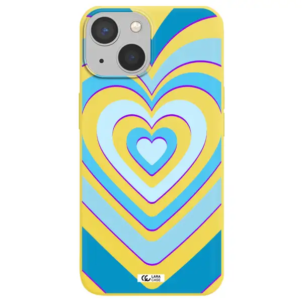 Blue Heart Apple iPhone 13 mini Silicone canary yellow Case