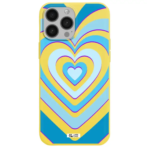 Blue Heart Apple iPhone 13 Pro Max Silicone canary yellow Case