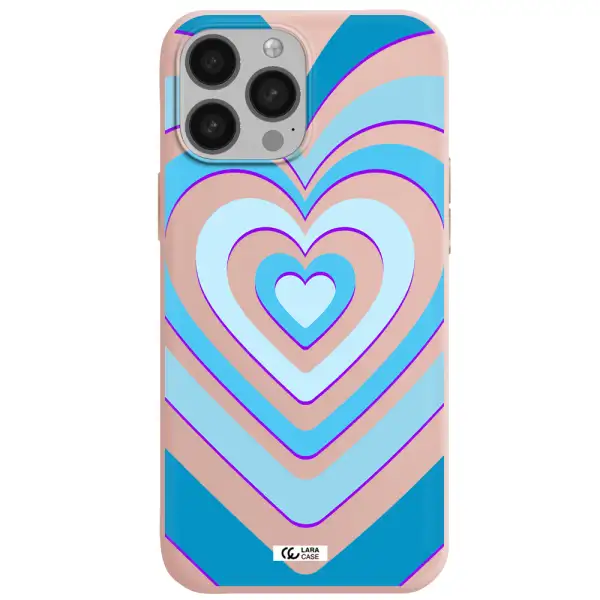 Blue Heart Apple iPhone 13 Pro Max Silicone pastel pink Case