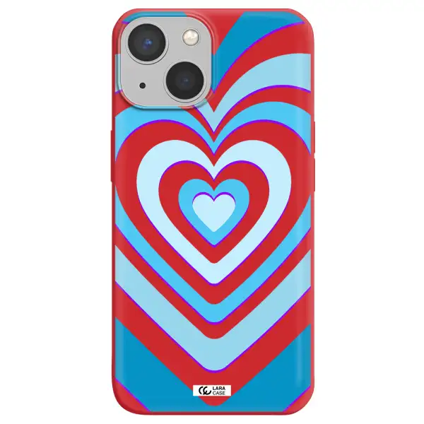 Blue Heart Apple iPhone 13 Silicone Imperial Red Case