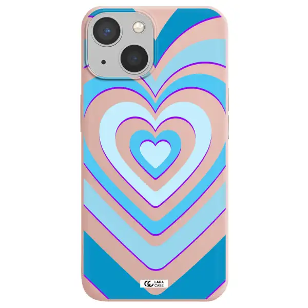 Blue Heart Apple iPhone 13 Silicone pastel pink Case