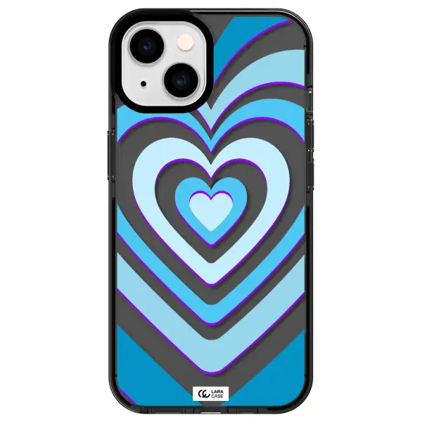 Blue Heart Apple iPhone 14 impact Smoke Black Case
