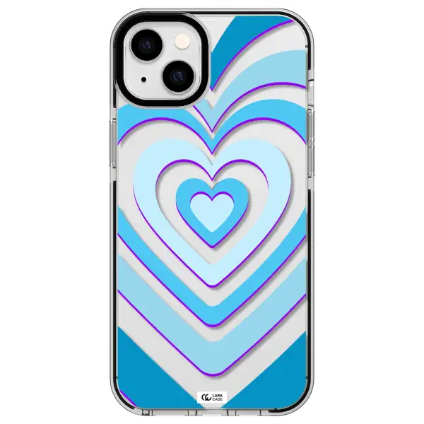 Blue Heart Apple iPhone 14 plus impact black border Case