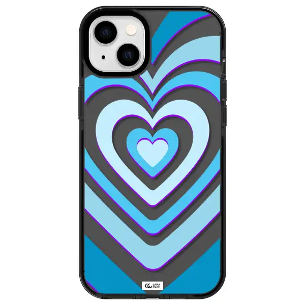 Blue Heart Apple iPhone 14 plus impact Smoke Black Case