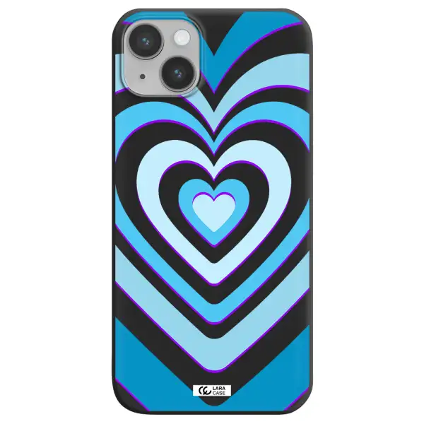 Blue Heart Apple iPhone 14 plus Silicone black Case