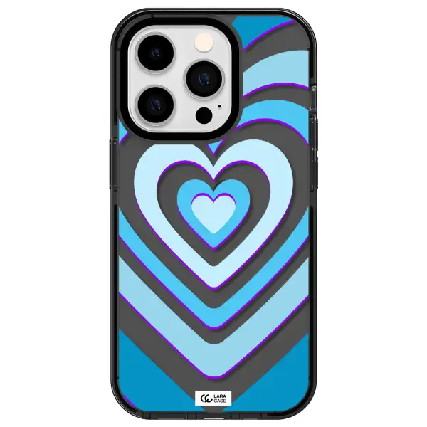 Blue Heart Apple iPhone 14 pro impact Smoke Black Case