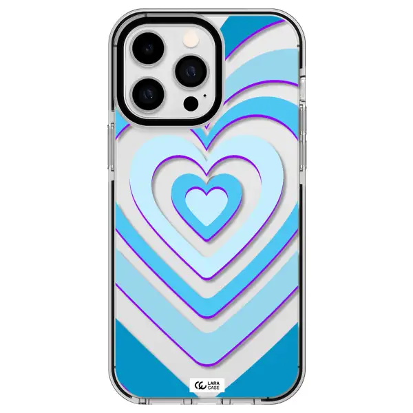 Blue Heart Apple iPhone 14 pro max impact black border Case