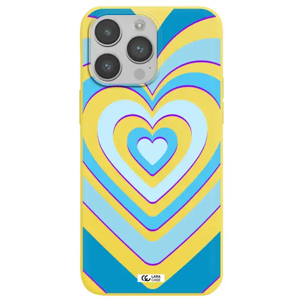 Blue Heart Apple iPhone 14 pro Silicone canary yellow Case