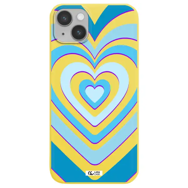 Blue Heart Apple iPhone 14 Silicone canary yellow Case