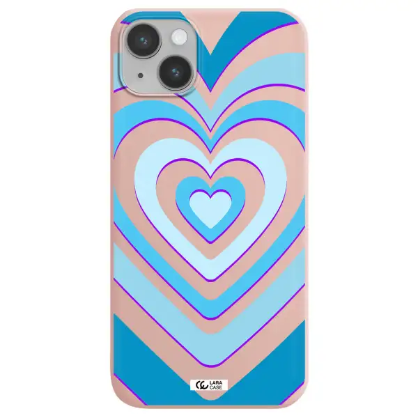 Blue Heart Apple iPhone 14 Silicone pastel pink Case