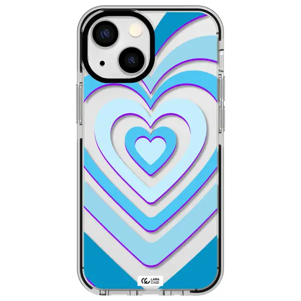 Blue Heart Apple iPhone 15 impact black border Case