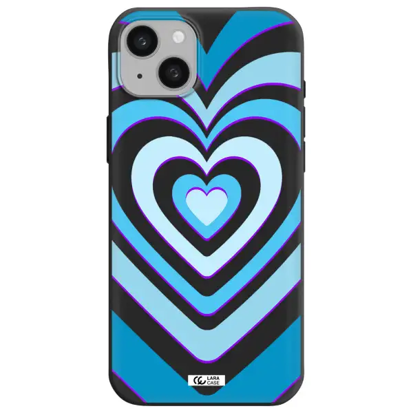 Blue Heart Apple iphone 15 plus Silicone black Case