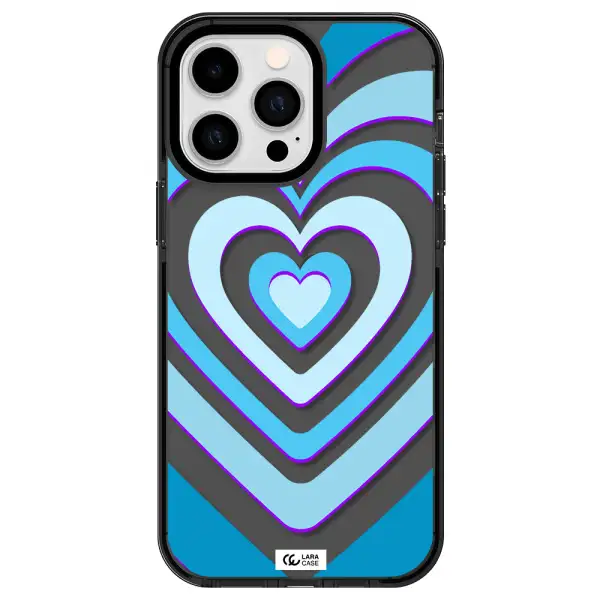 Blue Heart Apple iPhone 15 Pro impact Smoke Black Case