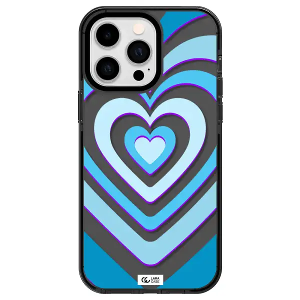 Blue Heart Apple iPhone 15 Pro Max impact Smoke Black Case