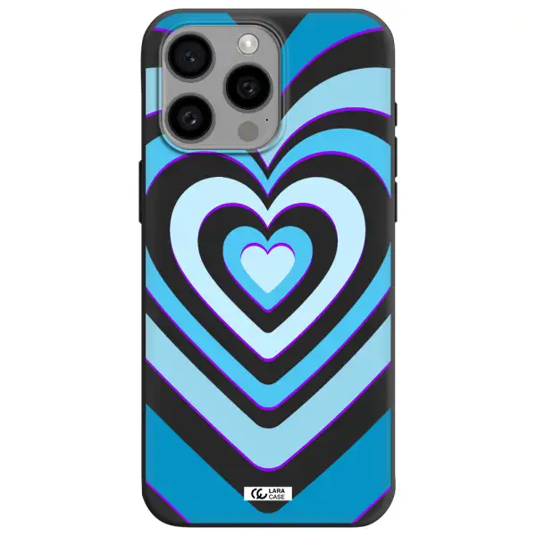 Blue Heart Apple Iphone 15 Pro max Silicone black Case