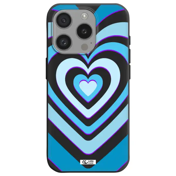 Blue Heart Apple Iphone 15 Pro Silicone Black Case