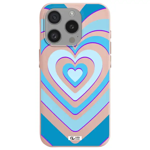 Blue Heart Apple Iphone 15 Pro Silicone Pastel Pink Case