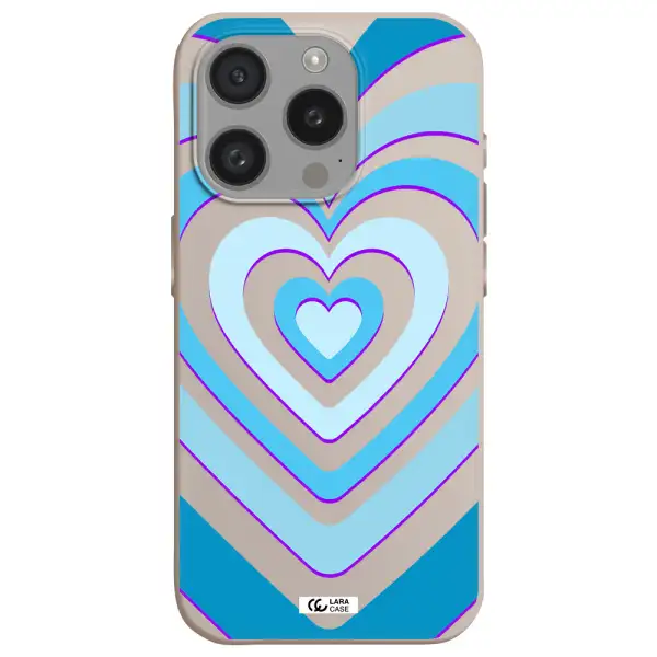 Blue Heart Apple Iphone 15 Pro Silicone Stone Case