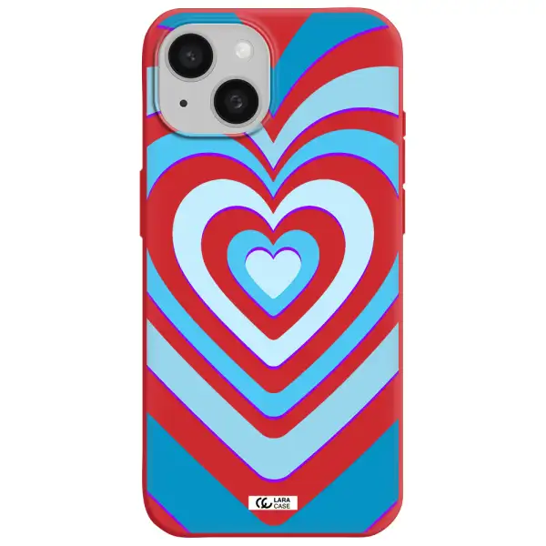Blue Heart Apple Iphone 15 Silicone Imperial Red Case