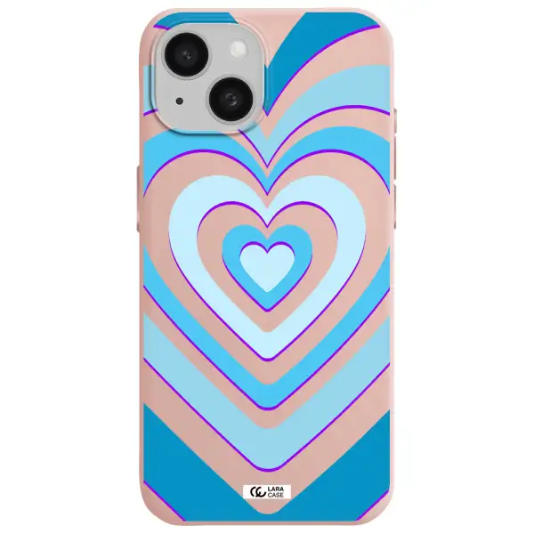 Blue Heart Apple Iphone 15 Silicone Pastel Pink Case