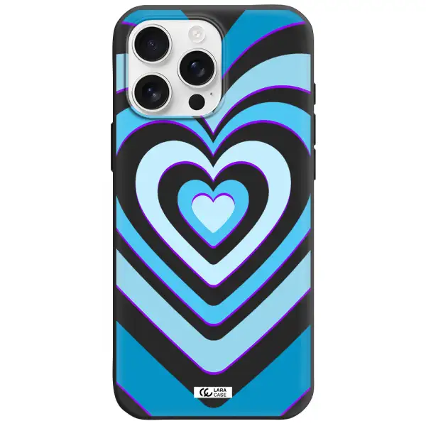 Blue Heart Apple Iphone 16 Pro Max Silicone Black Case