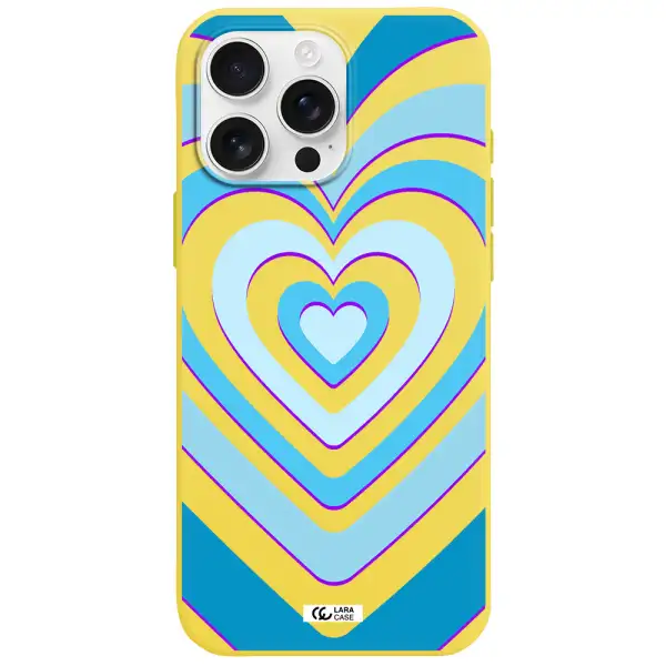 Blue Heart Apple Iphone 16 Pro Max Silicone Canary Yellow Case