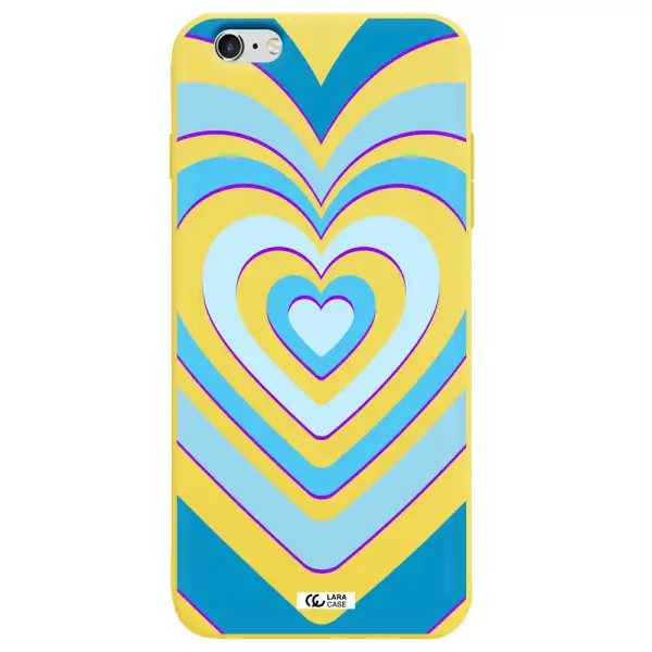 Blue Heart Apple iPhone 6 plus Silicone canary yellow Case