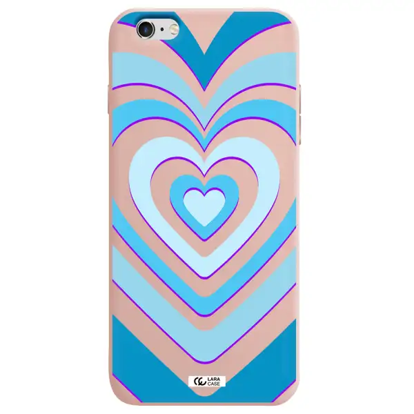 Blue Heart Apple iPhone 6 s plus Silicone pastel pink Case
