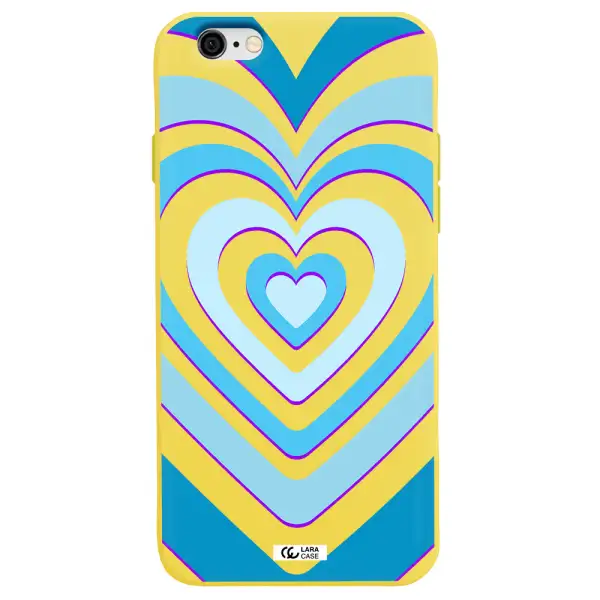 Blue Heart Apple iPhone 6 Silicone canary yellow Case