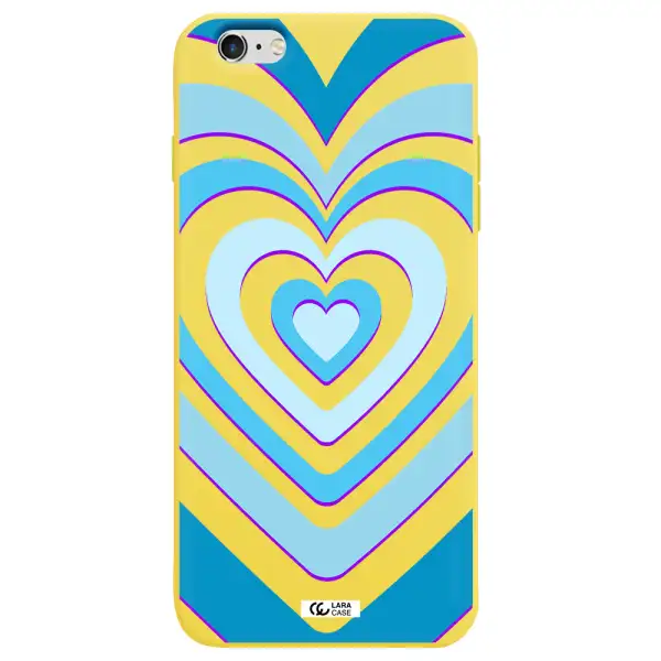 Blue Heart Apple iPhone 6S Silicone canary yellow Case