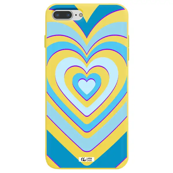 Blue Heart Apple iPhone 7 plus Silicone canary yellow Case