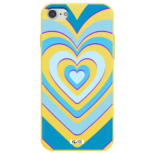 Blue Heart Apple iPhone 7 Silicone canary yellow Case