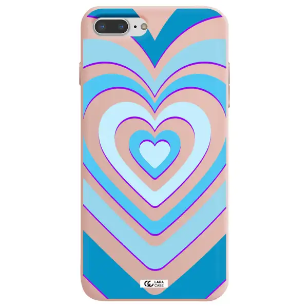 Blue Heart Apple iPhone 8 plus Silicone pastel pink Case