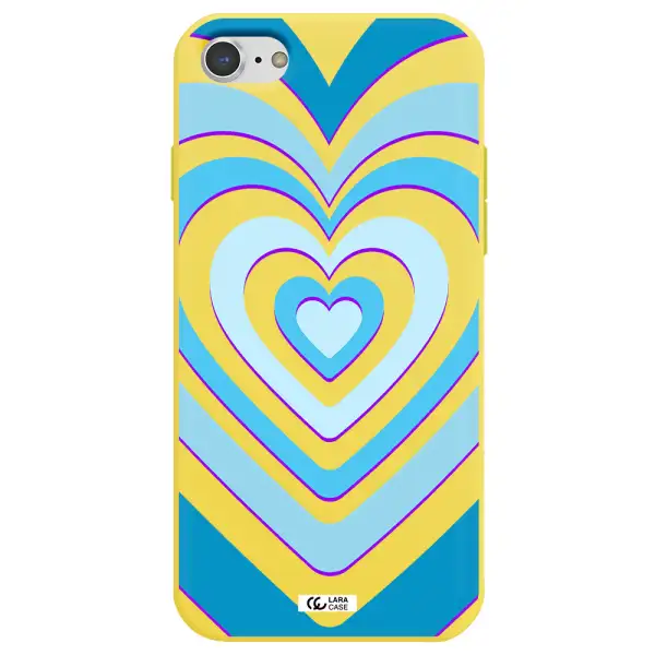 Blue Heart Apple iPhone 8 Silicone canary yellow Case