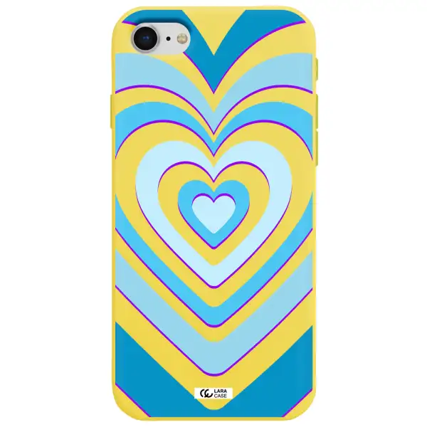 Blue Heart Apple iPhone se 2020 Silicone canary yellow Case