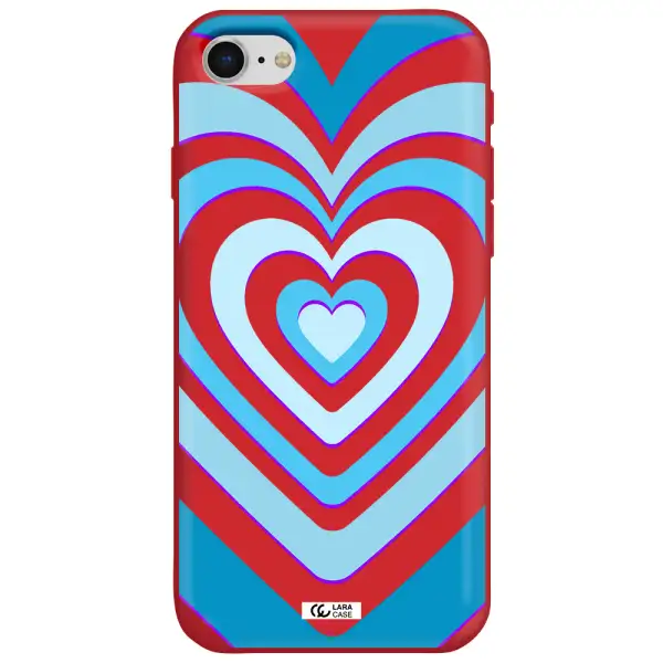 Blue Heart Apple iPhone se 2020 Silicone Imperial Red Case